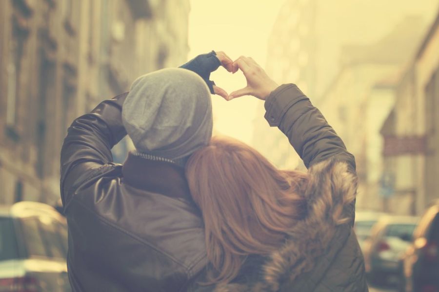 Couple in love.Focus on hands.